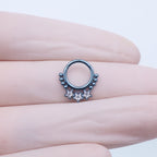 Triple Star CZ Titanium Segment Septum/Ear Hoop - Triple Star CZ Titanium Segment Septum/Ear Hoop - silver-1 by CRUXJEWELRY