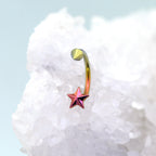 3D Star Spike Titanium Horseshoe ring - 3D Star Spike Titanium Horseshoe ring - Pink-Yellow Gradient / 6mm by CRUXJEWELRY