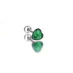 Colorful Glitter Resin Heart Oil Slick tongue stud - Colorful Glitter Resin Heart Oil Slick tongue stud - Green by CRUXJEWELRY