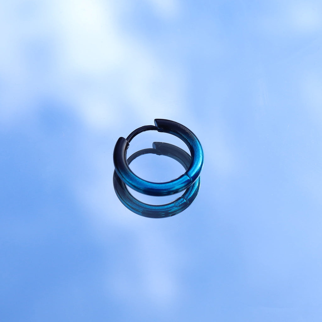 Gradient Multicolored Electroplated Stainless Steel Earrings - Black-Blue Gradient
