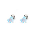 Rainbow Heart Crystal Stainless Steel Ear Studs - Rainbow Heart Crystal Stainless Steel Ear Studs - Blue / 0.8mm/20G by CRUXJEWELRY