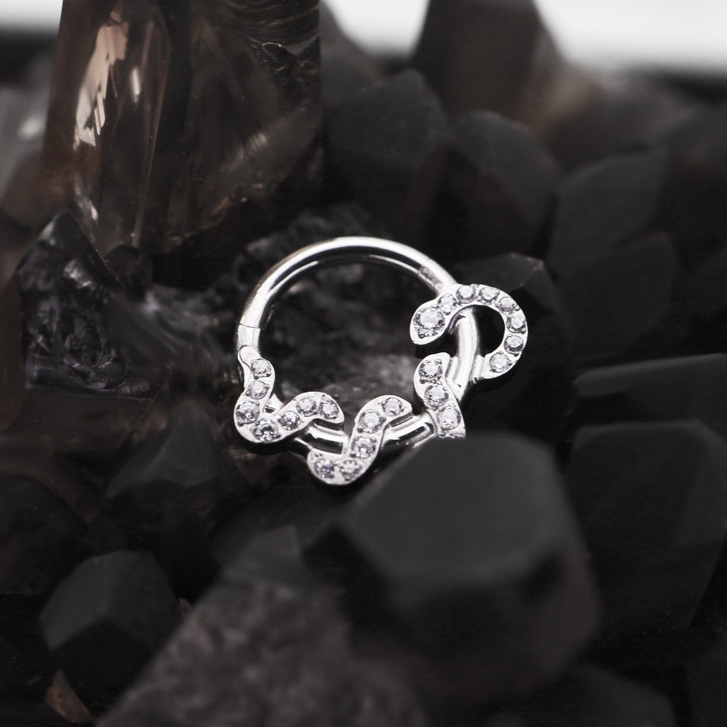 Twisting Serpent CZ Titanium Segment Hoop - Twisting Serpent CZ Titanium Segment Hoop - Green by CRUXJEWELRY