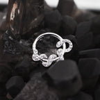 Twisting Serpent CZ Titanium Segment Hoop - Twisting Serpent CZ Titanium Segment Hoop - Green by CRUXJEWELRY