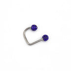 Full CZ Stainless Steel U-Ring - Full CZ Stainless Steel U-Ring - Sapphire Blue / 8mm by CRUXJEWELRY
