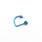 16G Opal Spike Titanium U-Ring - 16G Opal Spike Titanium U-Ring - Blue / 8mm by CRUXJEWELRY