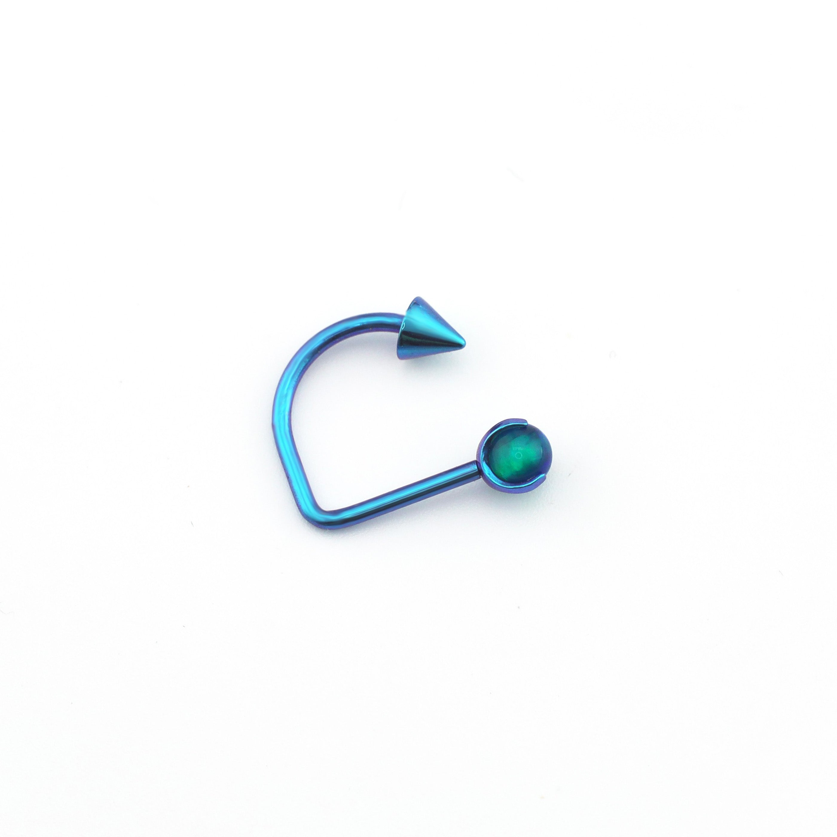 16G Opal Spike Titanium U-Ring - 16G Opal Spike Titanium U-Ring - Blue / 8mm by CRUXJEWELRY