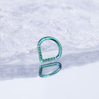 Teardrop CZ Titanium Segment Hoop - Teardrop CZ Titanium Segment Hoop - Green / 8 mm by CRUXJEWELRY