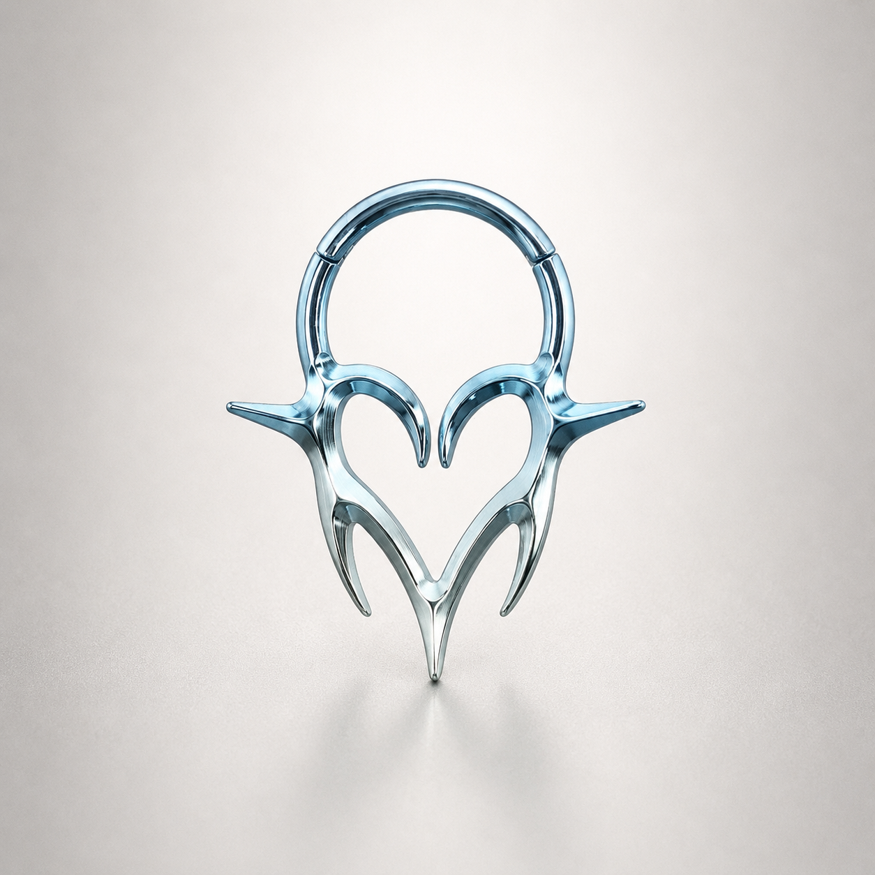 Titanium Vampire Fang Heart Septum Clicker