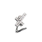 Curved Cross CZ Sterling Silver Navel Ring - Curved Cross CZ Sterling Silver Navel Ring - 6mm by CRUXJEWELRY