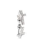 Curved Cross CZ Sterling Silver Navel Ring - Curved Cross CZ Sterling Silver Navel Ring - 6mm by CRUXJEWELRY