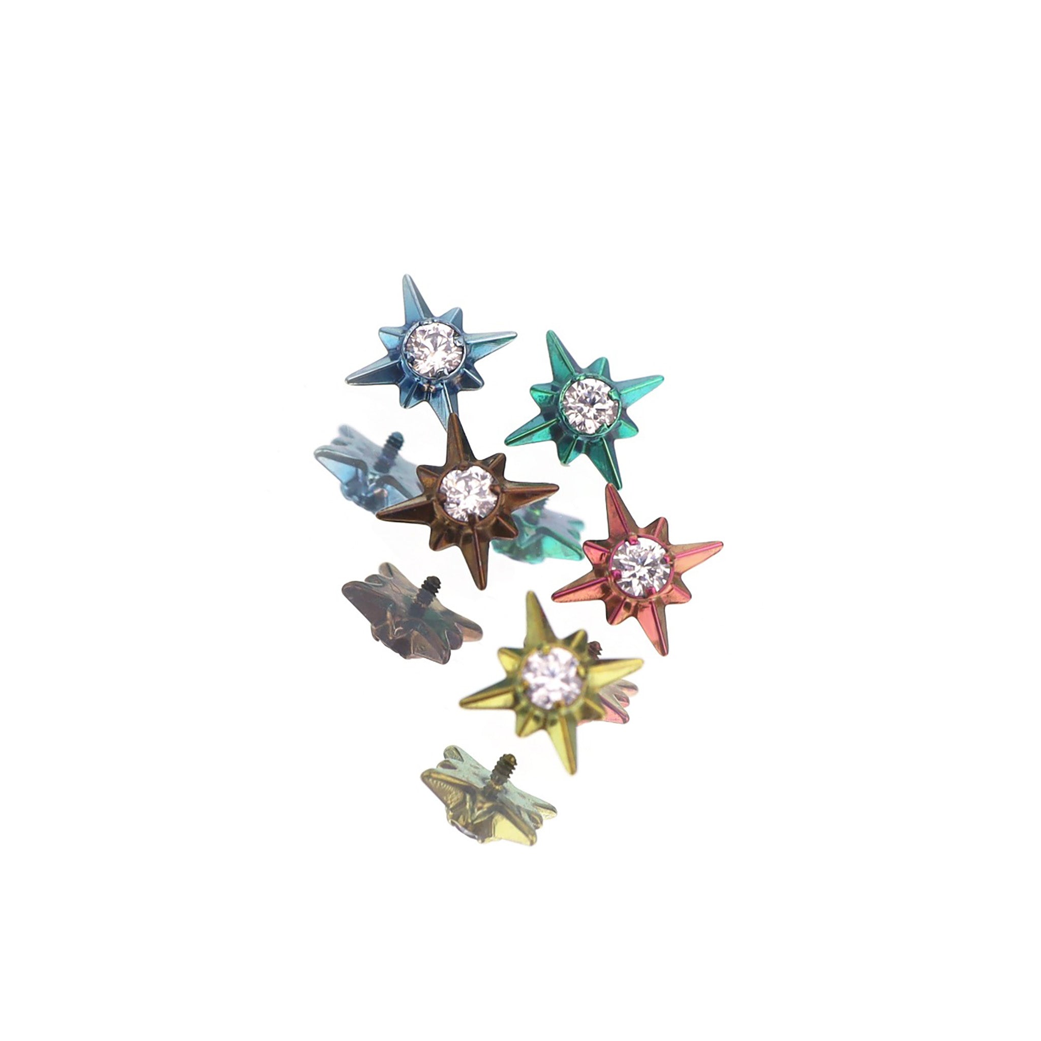 3D Octagram CZ Titanium Ear Studs - 3D Octagram CZ Titanium Ear Studs - Gold / 6mm by CRUXJEWELRY