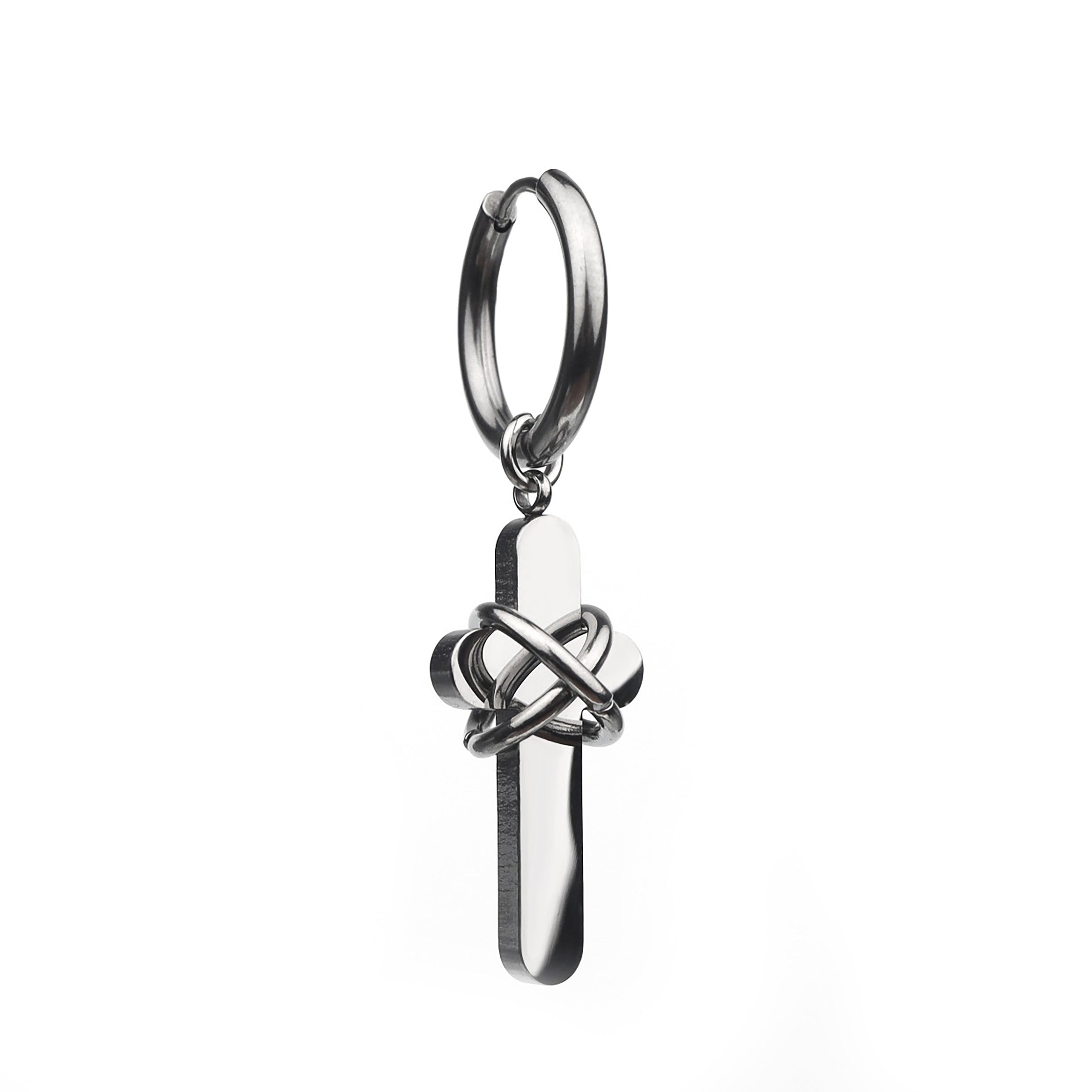 Bondage Cross Pendant Stainless Steel Earrings - Bondage Cross Pendant Stainless Steel Earrings - Single by CRUXJEWELRY