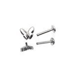 3D Butterfly Internally Threaded Stainless Steel Ear Studs - 3D Butterfly Internally Threaded Stainless Steel Ear Studs - 6mm by CRUXJEWELRY