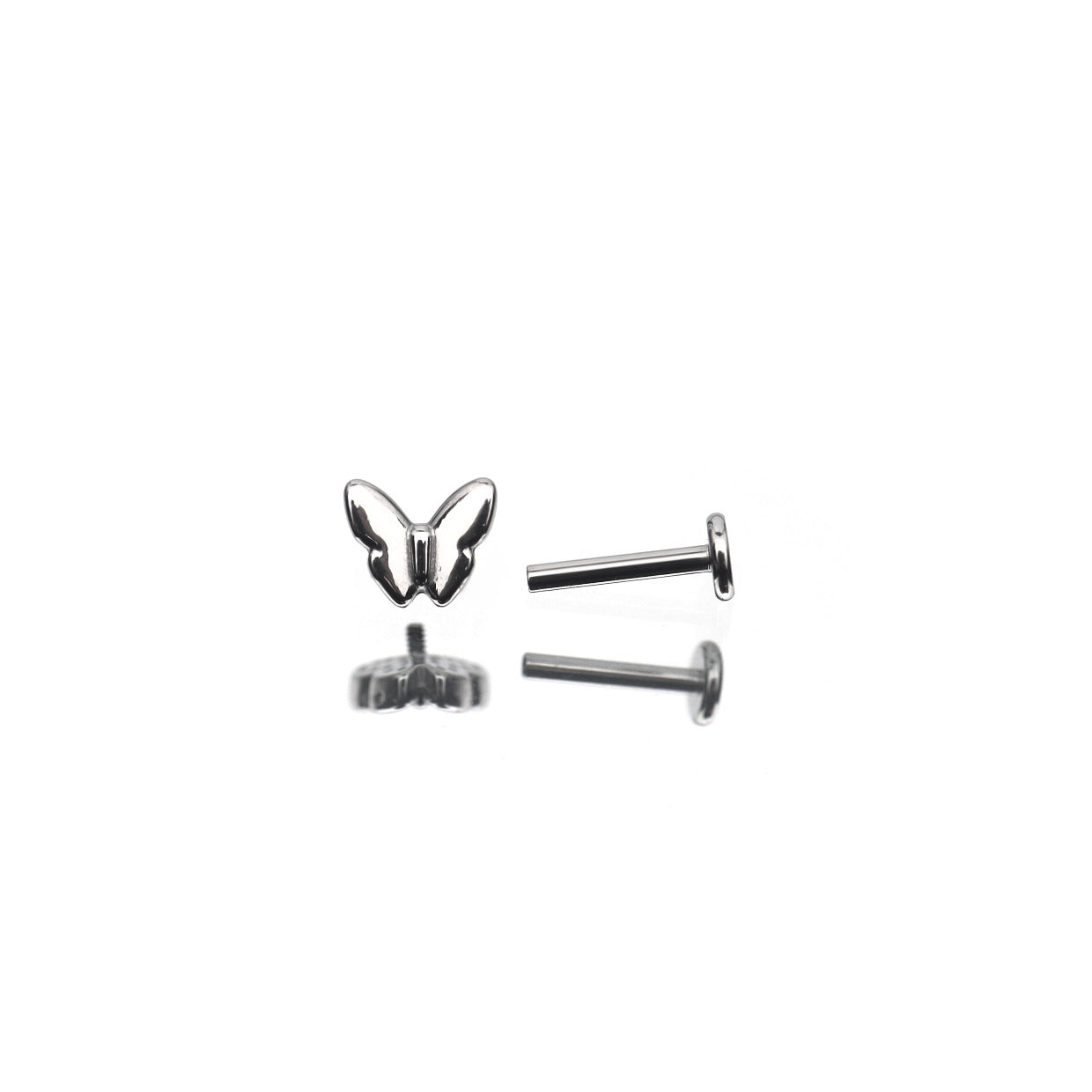 3D Butterfly Internally Threaded Stainless Steel Ear Studs - 3D Butterfly Internally Threaded Stainless Steel Ear Studs - 6mm by CRUXJEWELRY