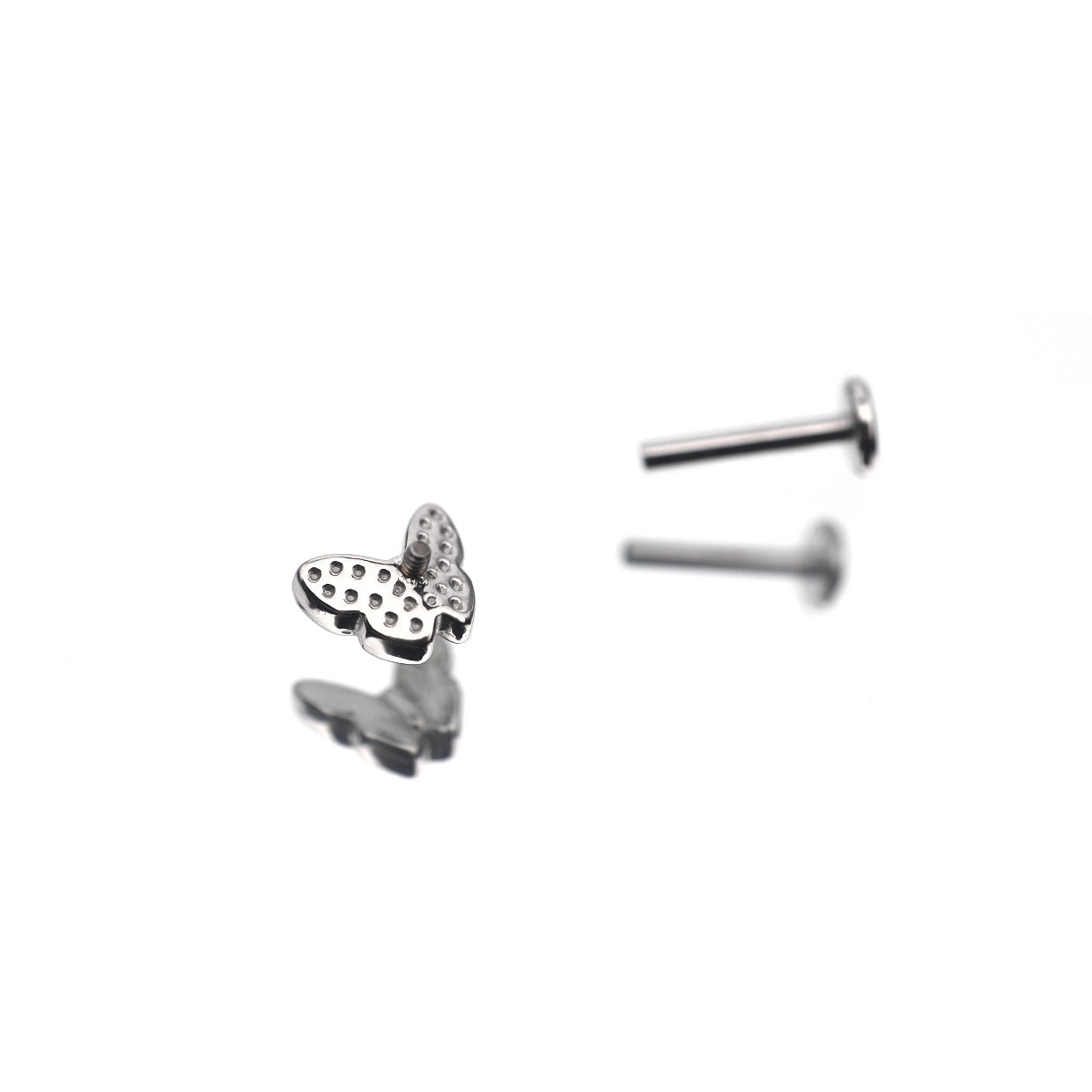 3D Butterfly Internally Threaded Stainless Steel Ear Studs - 3D Butterfly Internally Threaded Stainless Steel Ear Studs - 6mm by CRUXJEWELRY