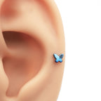 Colorful Gradient Butterfly Titanium - Nose/Ear Stud - Colorful Gradient Butterfly Titanium - Nose/Ear Stud - Sliver / 6 mm by CRUXJEWELRY