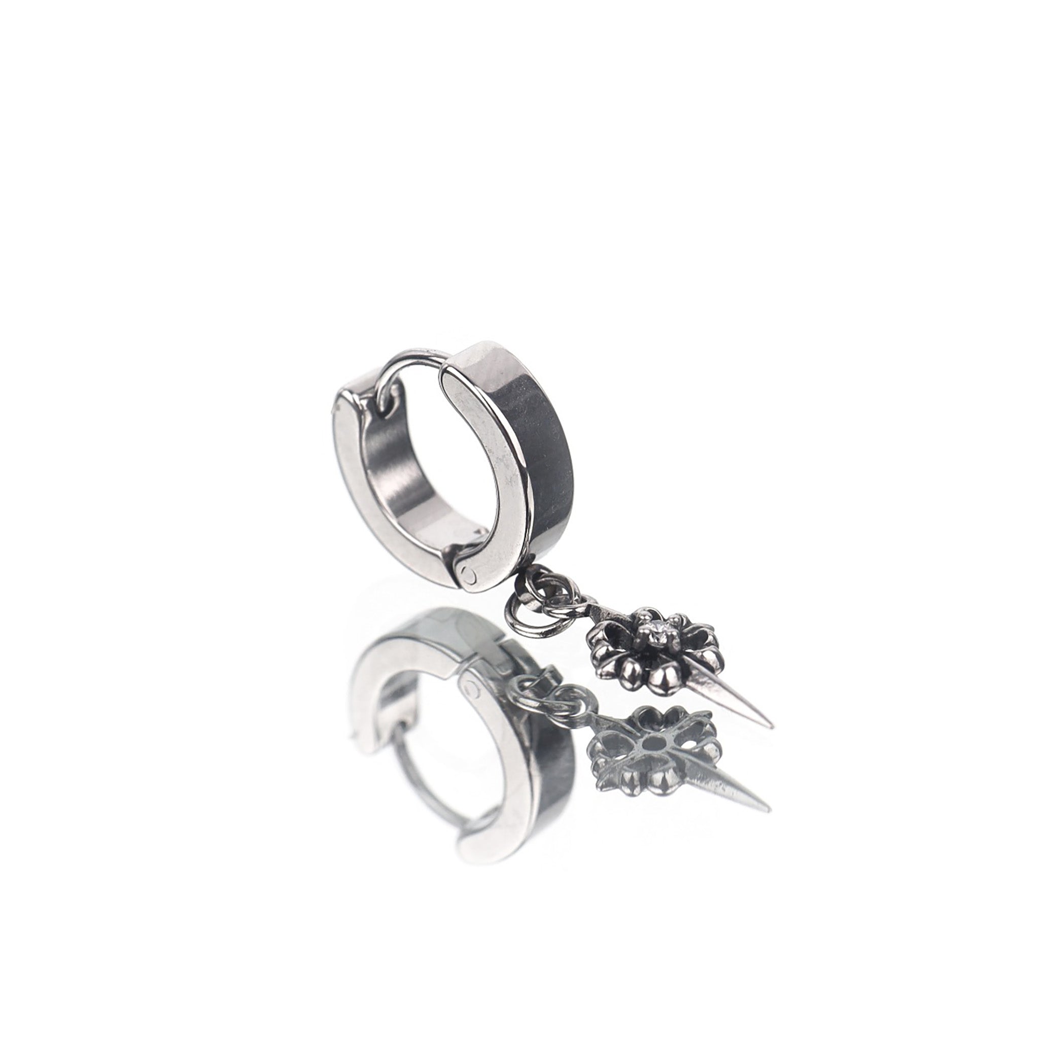 Gothic CZ Cross Stainless Steel Earrings - Gothic CZ Cross Stainless Steel Earrings - Single by CRUXJEWELRY