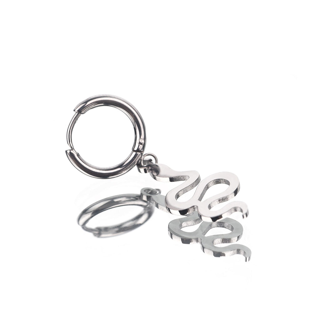 Snake Pendant Stainless Steel Earrings - Snake Pendant Stainless Steel Earrings - Single by CRUXJEWELRY