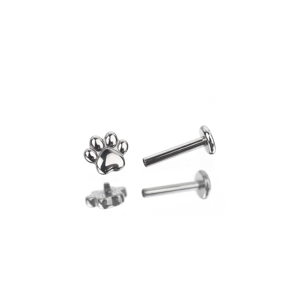 Paws & Purrs - Kitty Paw Stainless Steel Tongue/Ear Stud - Paws & Purrs - Kitty Paw Stainless Steel Tongue/Ear Stud - Flat-Back / 12mm by CRUXJEWELRY