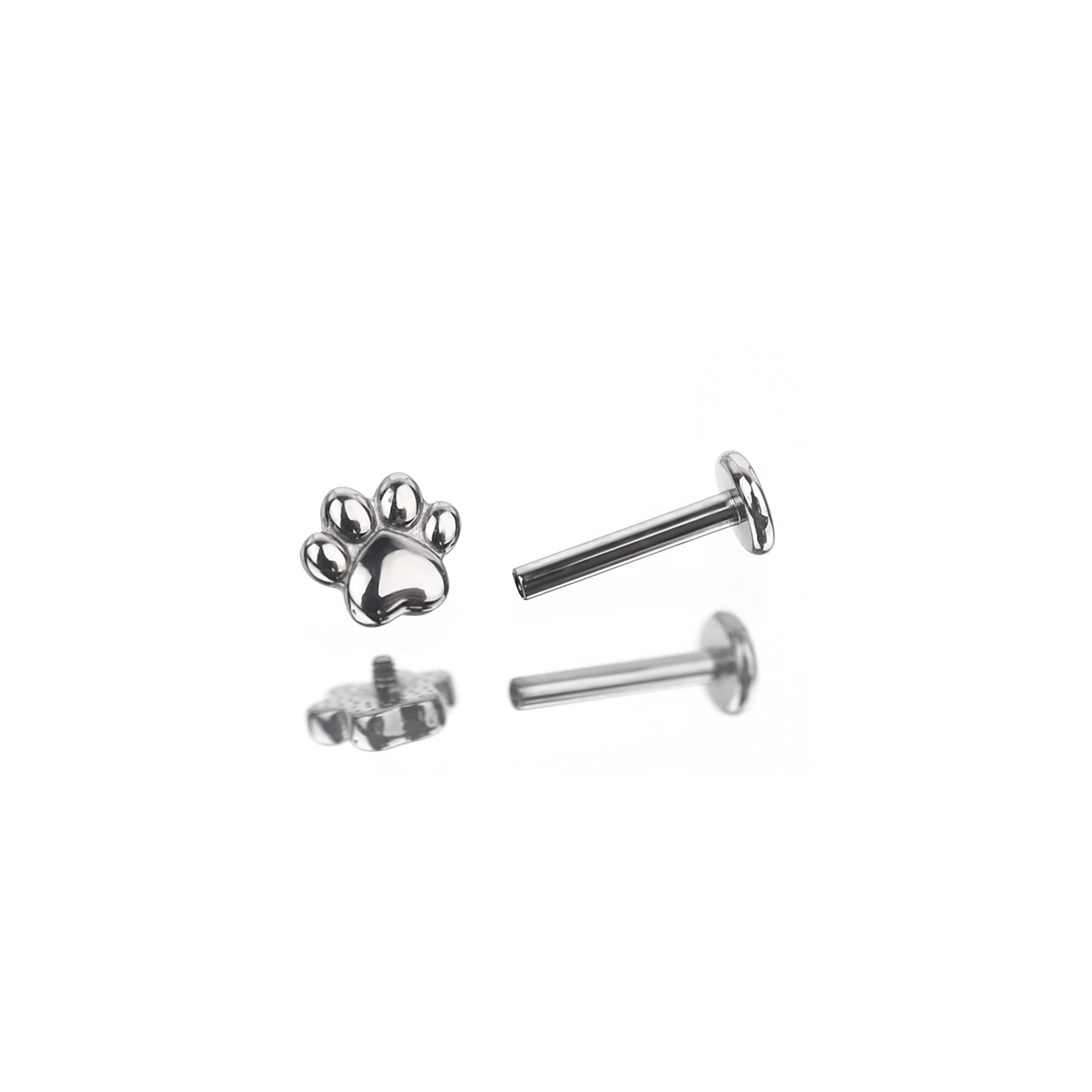 Paws & Purrs - Kitty Paw Stainless Steel Tongue/Ear Stud - Paws & Purrs - Kitty Paw Stainless Steel Tongue/Ear Stud - Flat-Back / 12mm by CRUXJEWELRY