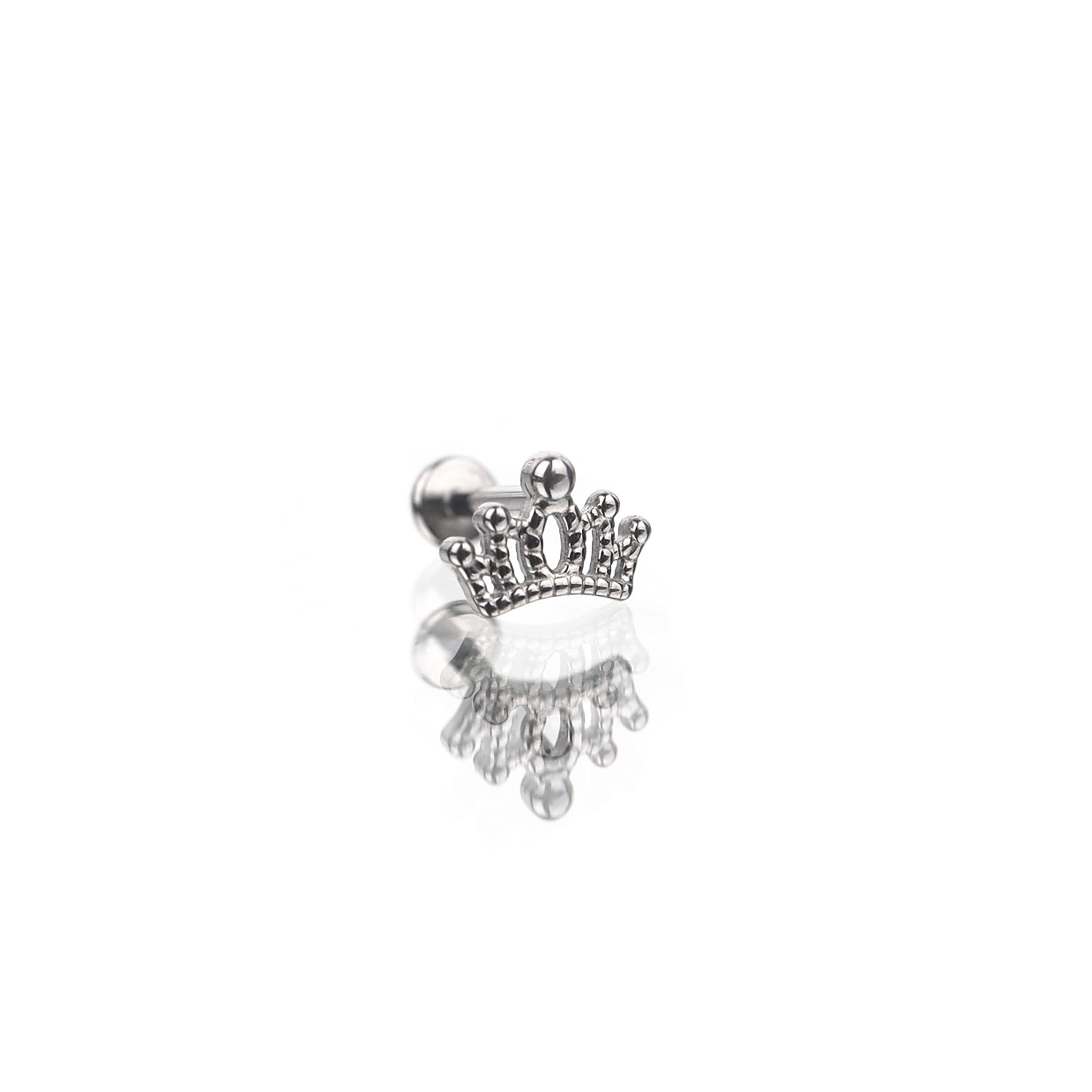 Crown Internally Threaded Stainless Steel Ear Studs - Crown Internally Threaded Stainless Steel Ear Studs - 6mm by CRUXJEWELRY