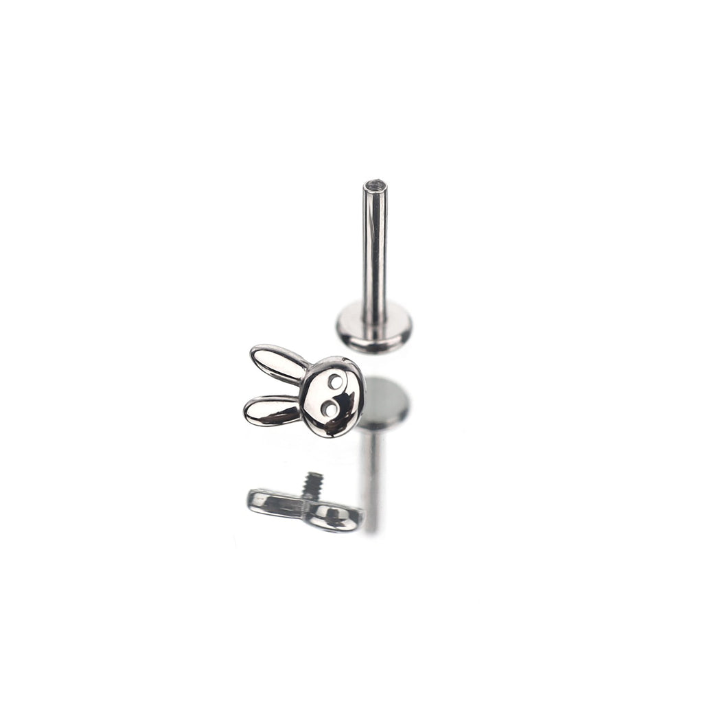 Cute Bunny Internally Threaded Stainless Steel Ear Studs - Cute Bunny Internally Threaded Stainless Steel Ear Studs - 6mm by CRUXJEWELRY
