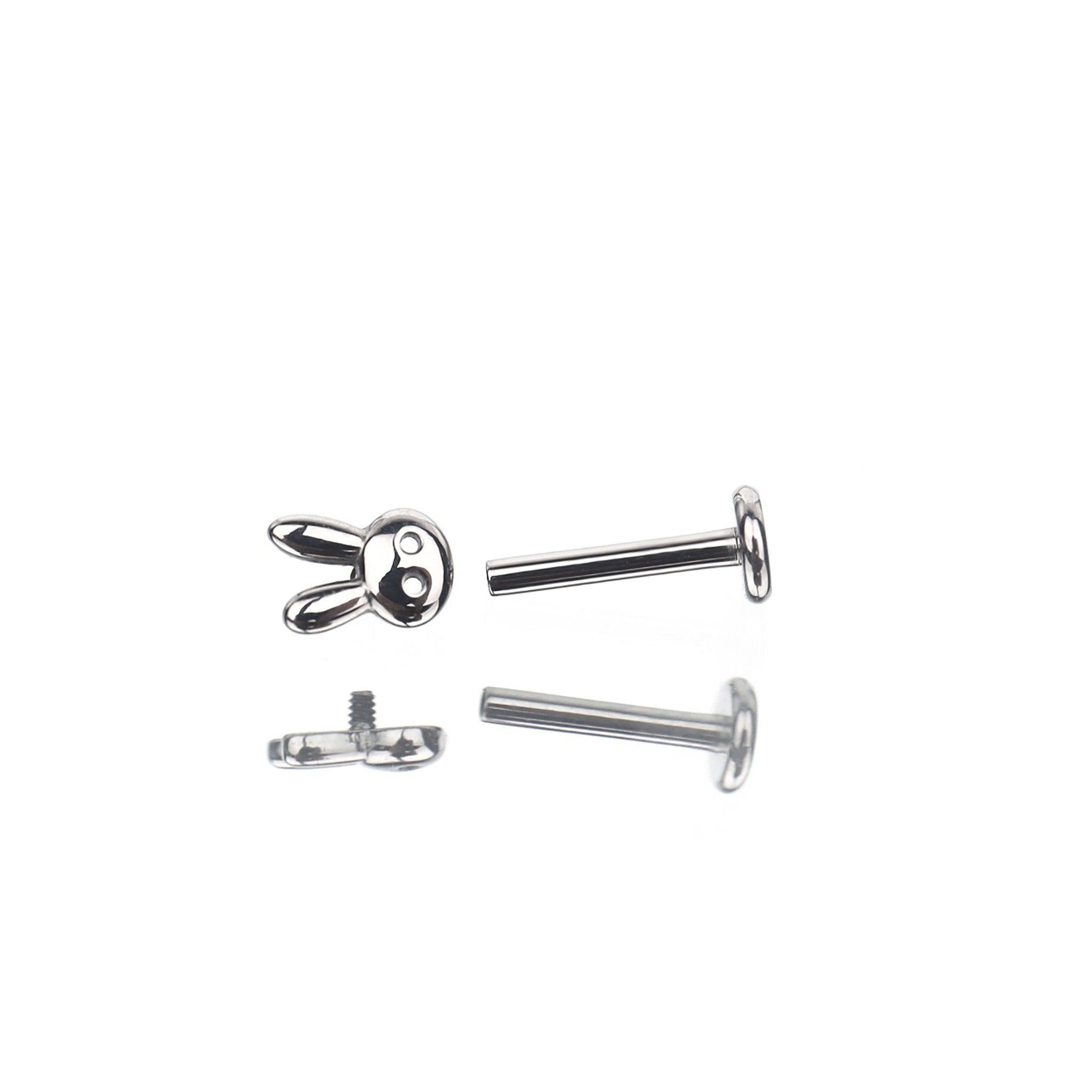 Cute Bunny Internally Threaded Stainless Steel Ear Studs - Cute Bunny Internally Threaded Stainless Steel Ear Studs - 6mm by CRUXJEWELRY