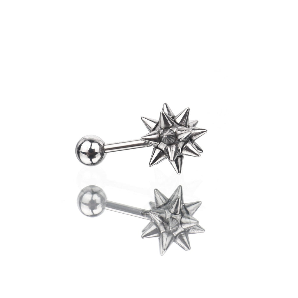 Meteor Hammer Externally Threaded Stainless Steel Ear Studs - Meteor Hammer Externally Threaded Stainless Steel Ear Studs - Single by CRUXJEWELRY