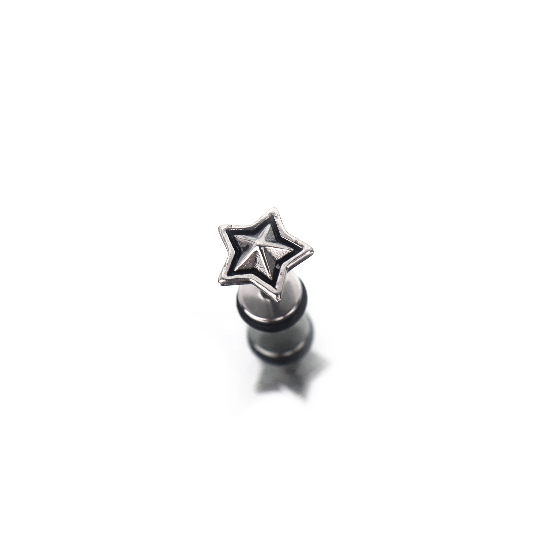 3D Pentagram Externally Threaded Stainless Steel Ear Studs - 3D Pentagram Externally Threaded Stainless Steel Ear Studs - Single by CRUXJEWELRY