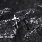 Large Black & White 3D Four-Point Star Externally Threaded Stainless Steel Ear Studs - Large Black & White 3D Four-Point Star Externally Threaded Stainless Steel Ear Studs - Set by CRUXJEWELRY