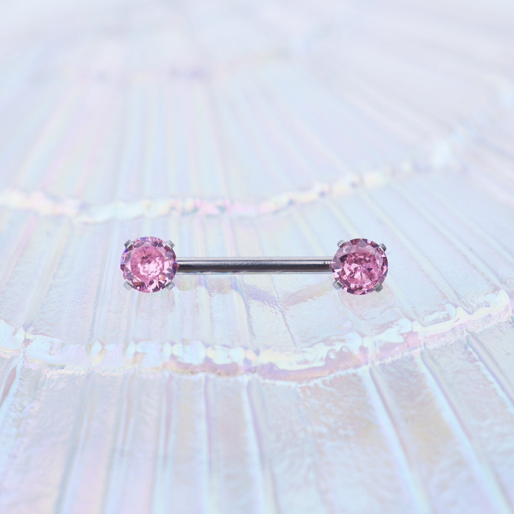 Heart CZ Stainless Steel Nipple Rings - Heart CZ Stainless Steel Nipple Rings - Pink / Heart by CRUXJEWELRY