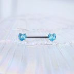Heart CZ Stainless Steel Nipple Rings - Heart CZ Stainless Steel Nipple Rings - Blue / Heart by CRUXJEWELRY
