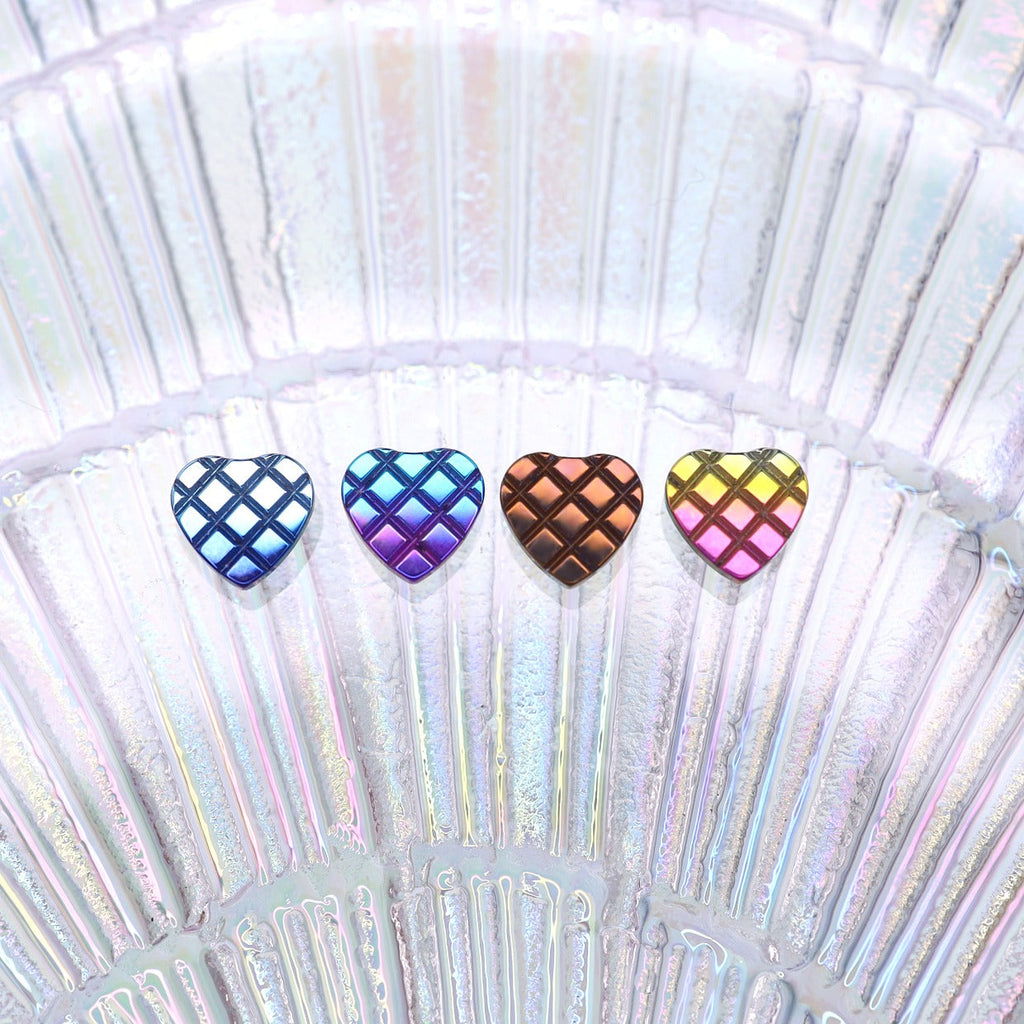 Gradient Heart Internally Threaded Titanium Lip Studs - Gradient Heart Internally Threaded Titanium Lip Studs - Pink-Yellow Gradient / 6mm by CRUXJEWELRY