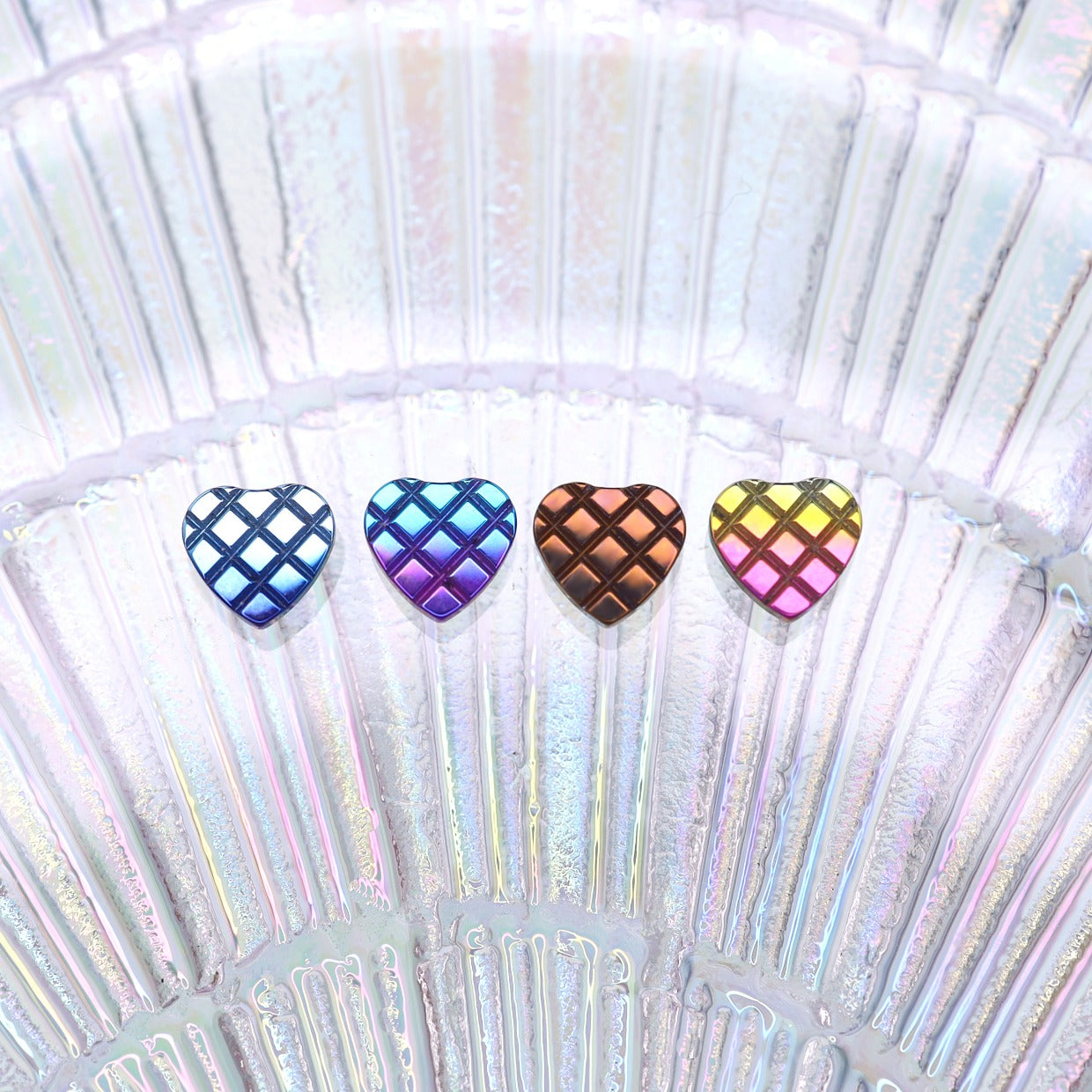 Gradient Heart Internally Threaded Titanium Lip Studs - Gradient Heart Internally Threaded Titanium Lip Studs - Pink-Yellow Gradient / 6mm by CRUXJEWELRY