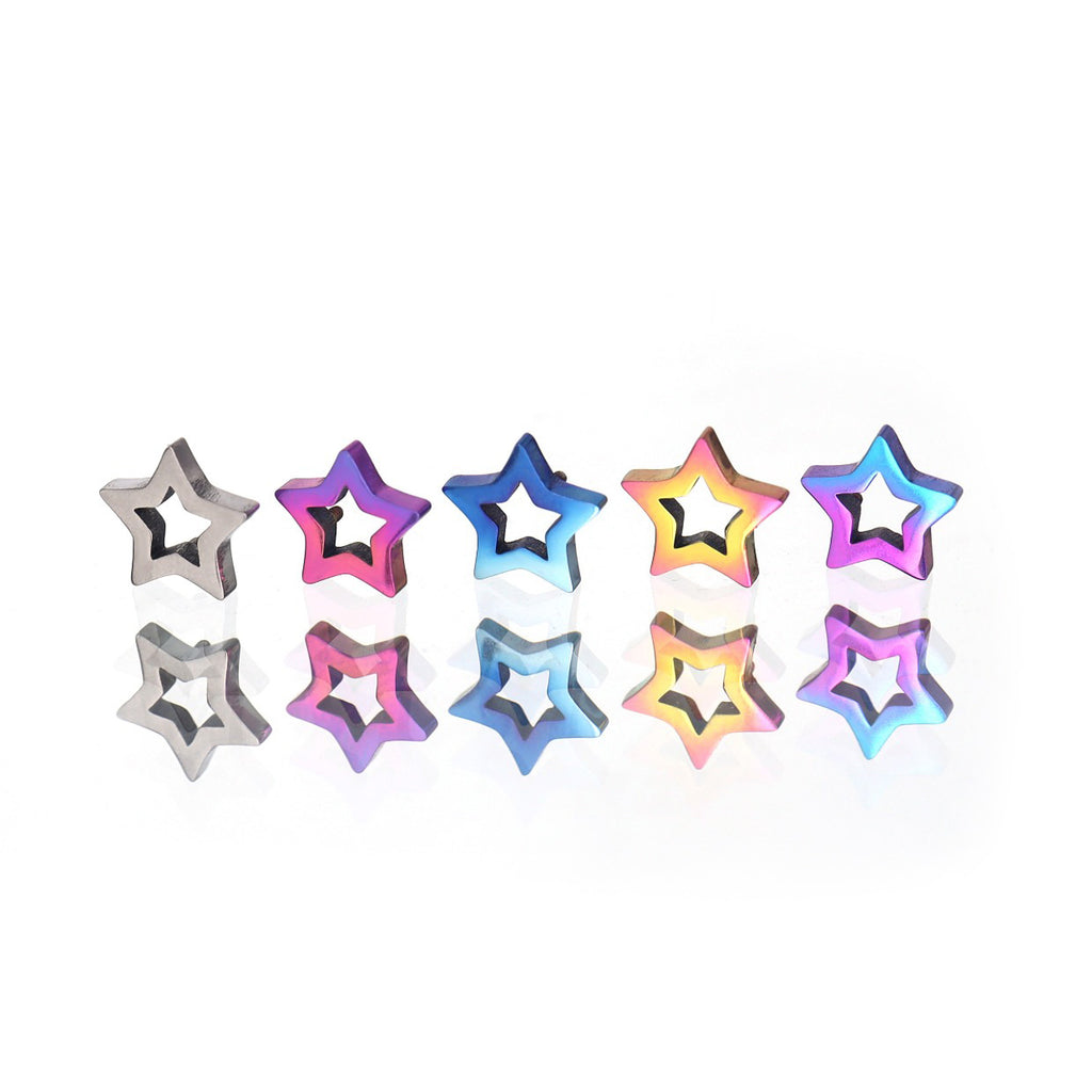 Y2K Chunky Dopamine Thick Cut Pentagram Colorful Star Studs - product overview