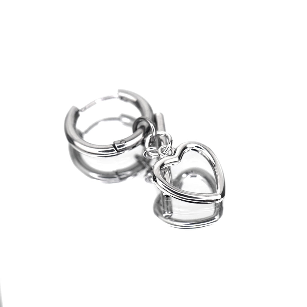 Minimalist Heart Pendant Stainless Steel Earrings - Minimalist Heart Pendant Stainless Steel Earrings - Single by CRUXJEWELRY