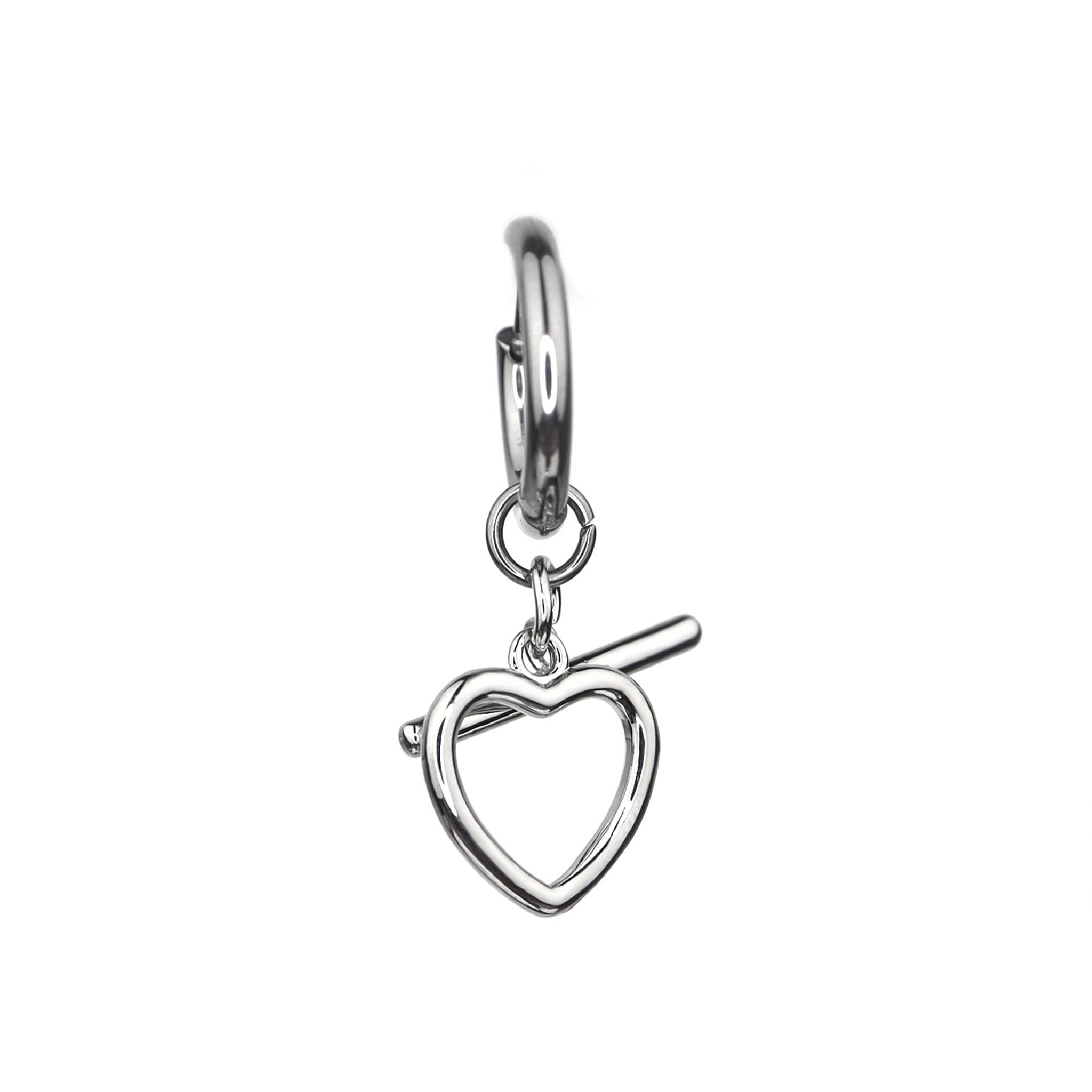 Minimalist Heart Pendant Stainless Steel Earrings - Minimalist Heart Pendant Stainless Steel Earrings - Single by CRUXJEWELRY