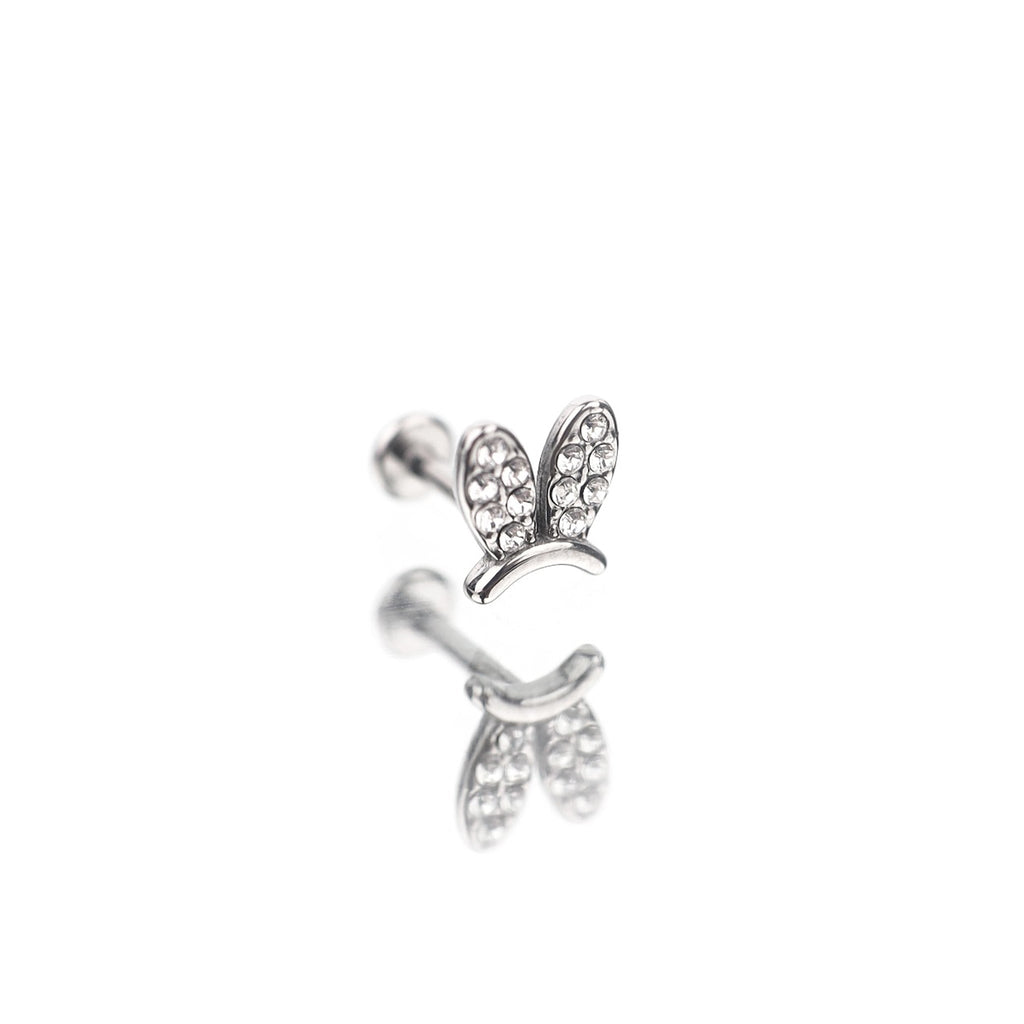 Bunny Ear CZ Stainless Steel Ear Studs - Bunny Ear CZ Stainless Steel Ear Studs - 6mm by CRUXJEWELRY