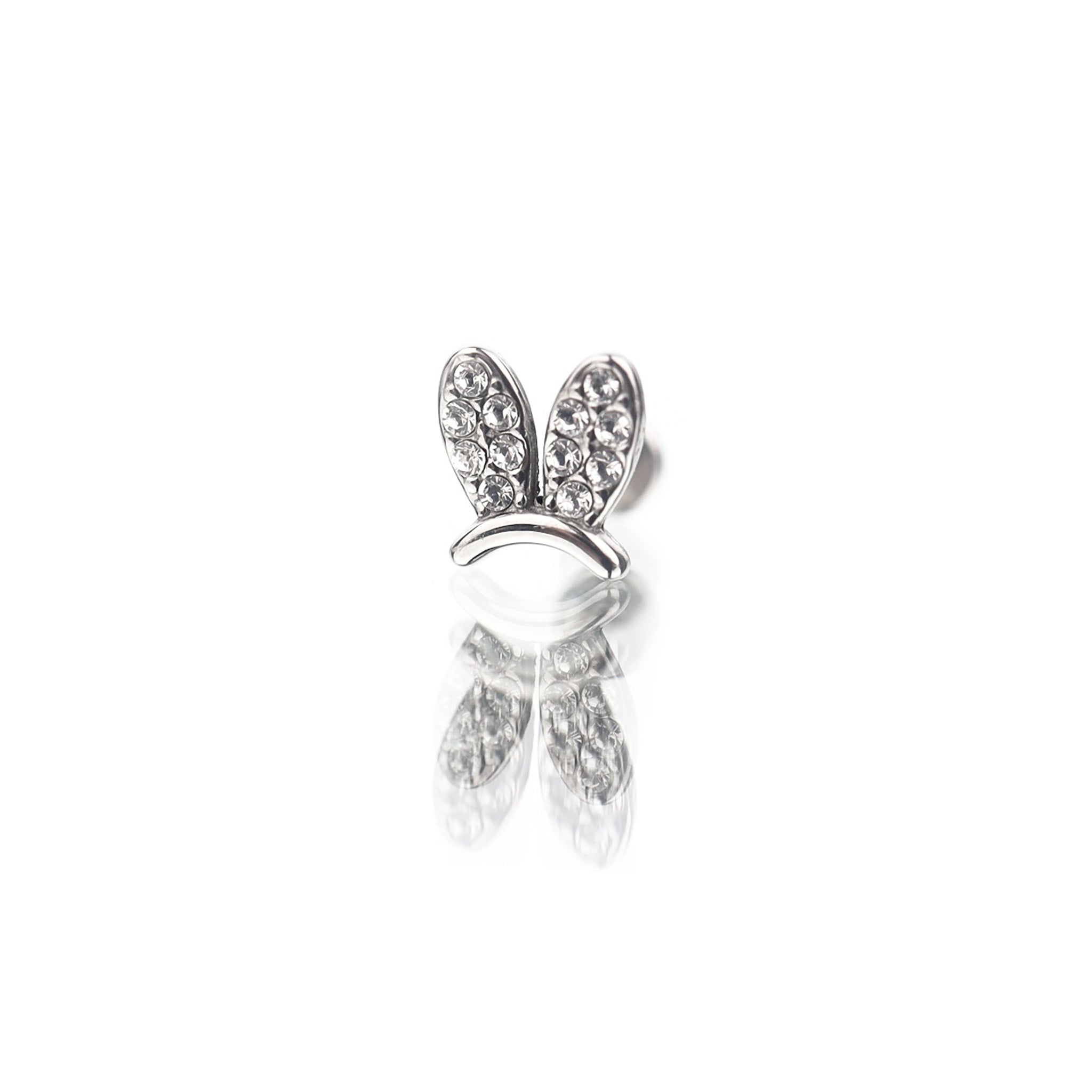 Bunny Ear CZ Stainless Steel Ear Studs - Bunny Ear CZ Stainless Steel Ear Studs - 6mm by CRUXJEWELRY