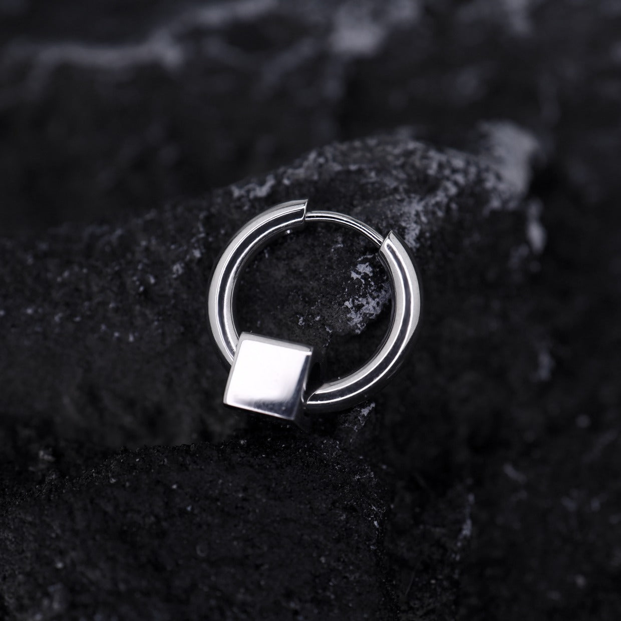 Inset Pendant Stainless Steel Earrings - Inset Pendant Stainless Steel Earrings - Square by CRUXJEWELRY