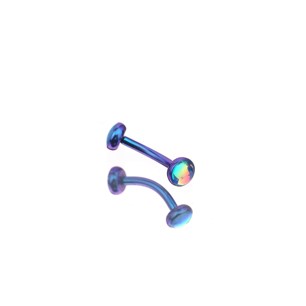Double-Ended Rainbow Oil Slick Titanium Rook/Eyebrow/Ear Jewelry - Double-Ended Rainbow Oil Slick Titanium Rook/Eyebrow/Ear Jewelry - Brown / Double-Resin / 6mm by CRUXJEWELRY