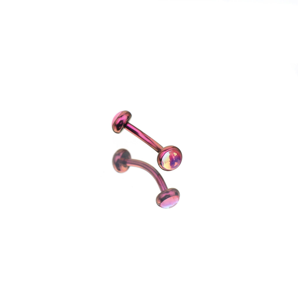 Double-Ended Rainbow Oil Slick Titanium Rook/Eyebrow/Ear Jewelry - Double-Ended Rainbow Oil Slick Titanium Rook/Eyebrow/Ear Jewelry - Brown / Ball-End / 6mm by CRUXJEWELRY