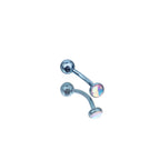 Double-Ended Rainbow Oil Slick Titanium Rook/Eyebrow/Ear Jewelry - Double-Ended Rainbow Oil Slick Titanium Rook/Eyebrow/Ear Jewelry - Brown / Ball-End / 6mm by CRUXJEWELRY