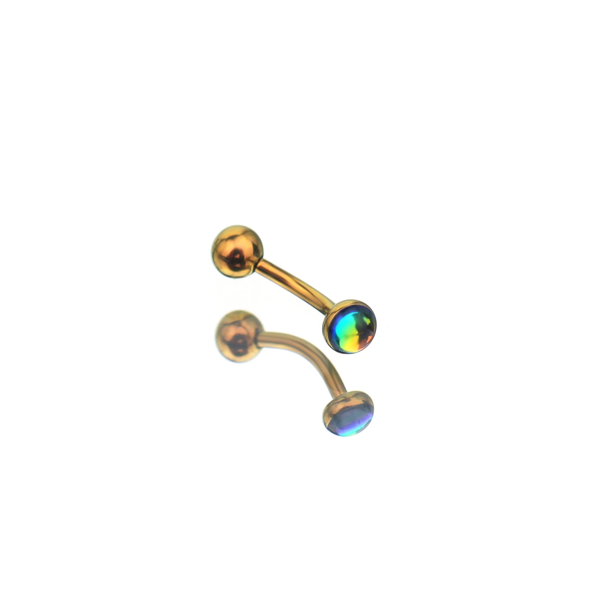Double-Ended Rainbow Oil Slick Titanium Rook/Eyebrow/Ear Jewelry - Double-Ended Rainbow Oil Slick Titanium Rook/Eyebrow/Ear Jewelry - Brown / Ball-End / 6mm by CRUXJEWELRY