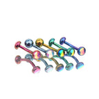 Double-Ended Rainbow Oil Slick Titanium Rook/Eyebrow/Ear Jewelry - Double-Ended Rainbow Oil Slick Titanium Rook/Eyebrow/Ear Jewelry - Brown / Ball-End / 6mm by CRUXJEWELRY