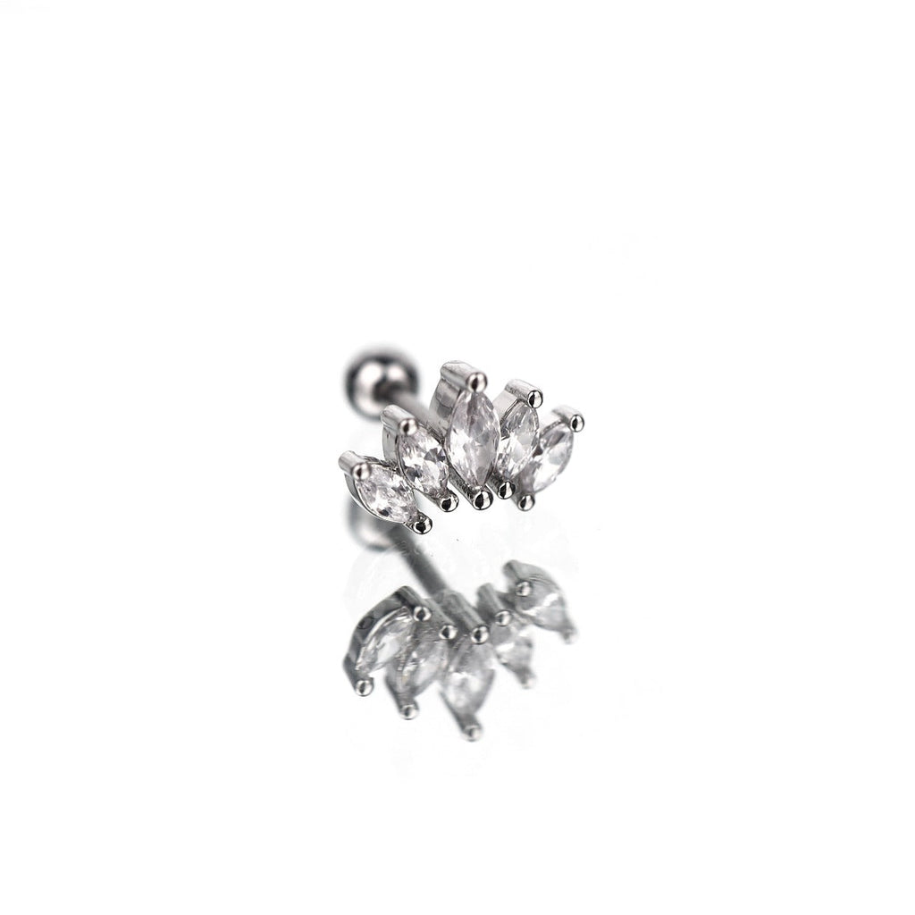 Fan Diamond-Cut CZ Stainless Steel Ear Studs - Fan Diamond-Cut CZ Stainless Steel Ear Studs - Silver by CRUXJEWELRY