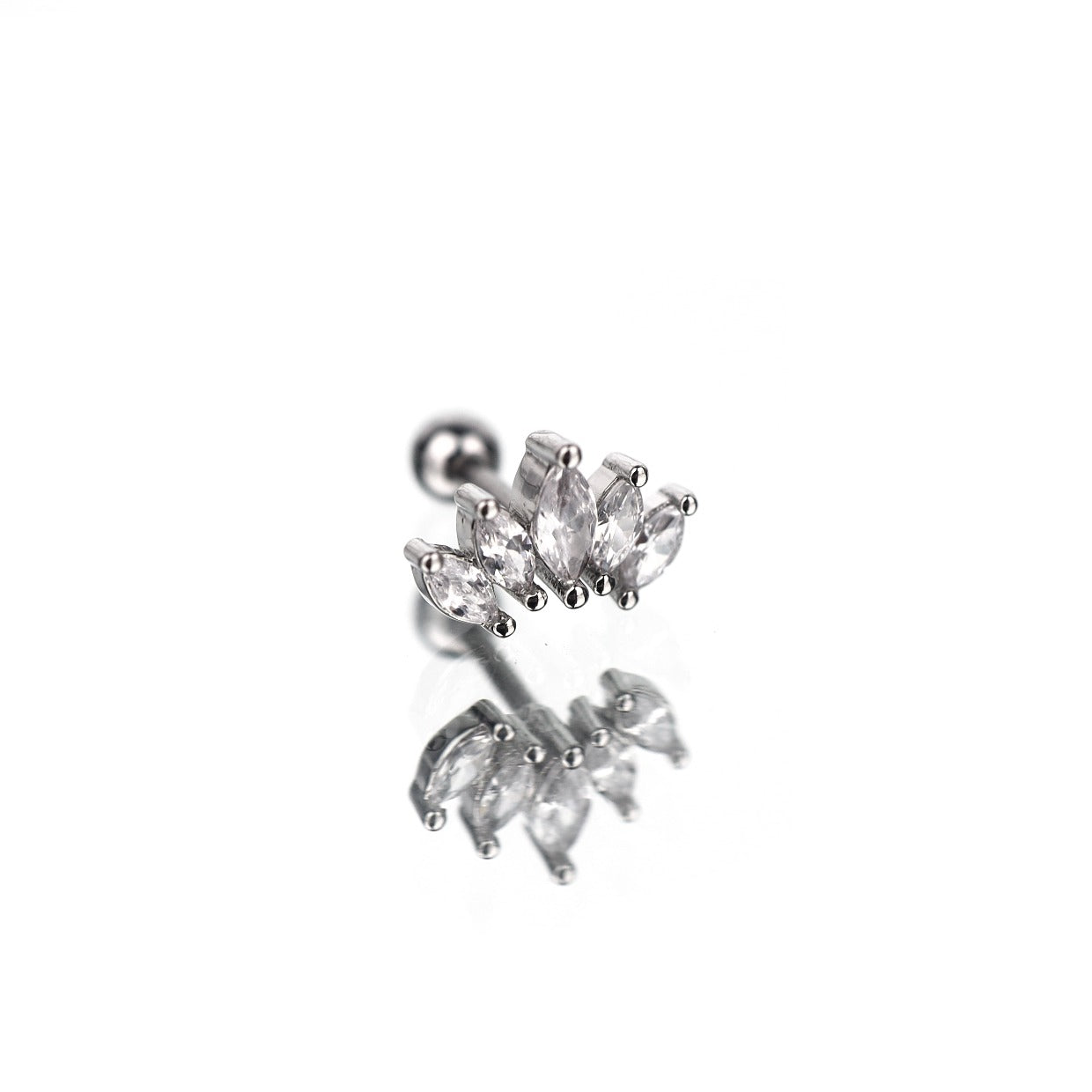 Fan Diamond-Cut CZ Stainless Steel Ear Studs - Fan Diamond-Cut CZ Stainless Steel Ear Studs - Silver by CRUXJEWELRY