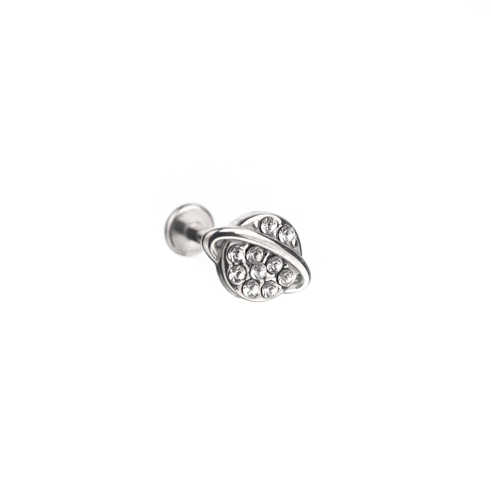 Saturn Ring Internally Threaded Stainless Steel Ear Studs - Saturn Ring Internally Threaded Stainless Steel Ear Studs - 6mm by CRUXJEWELRY