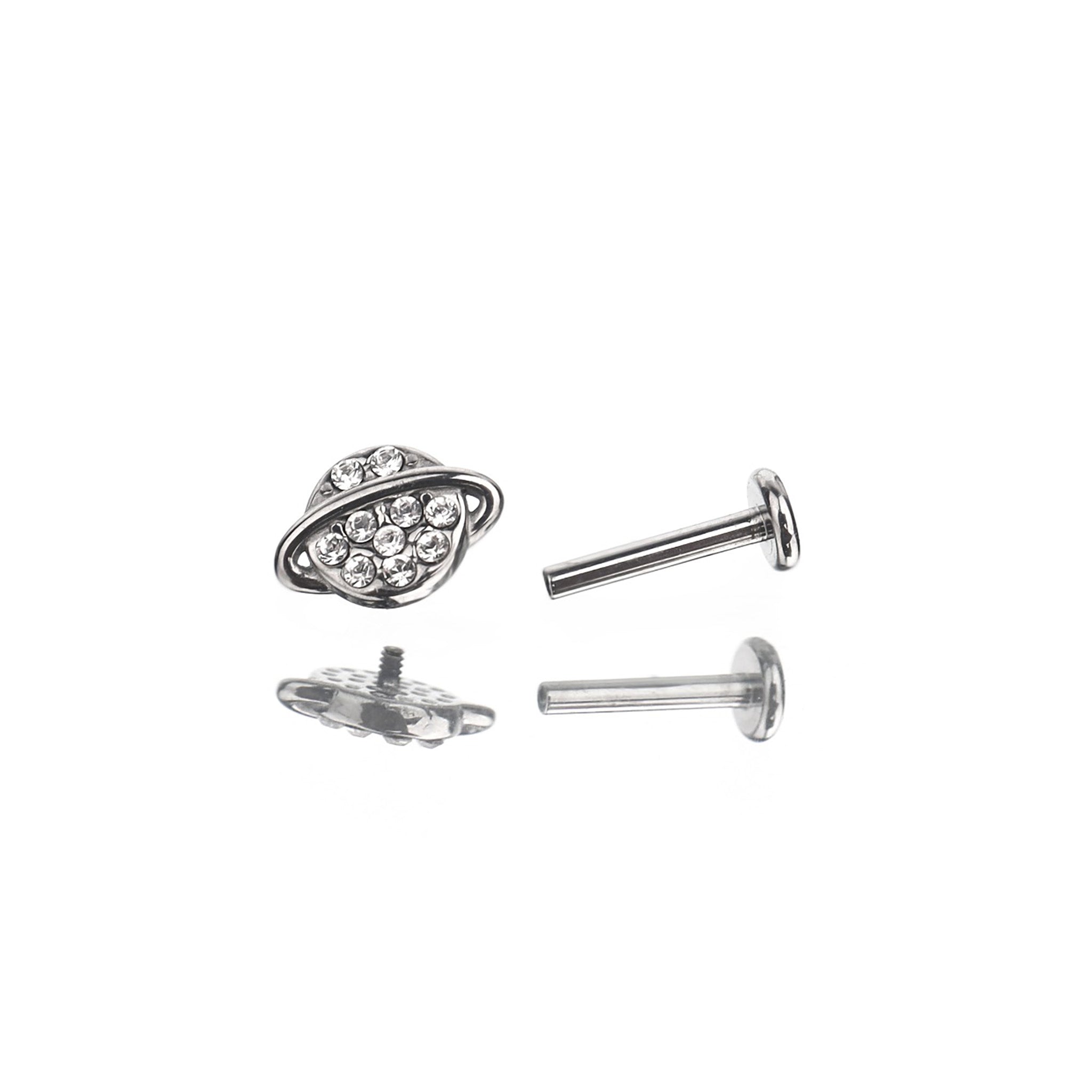 Saturn Ring Internally Threaded Stainless Steel Ear Studs - Saturn Ring Internally Threaded Stainless Steel Ear Studs - 6mm by CRUXJEWELRY