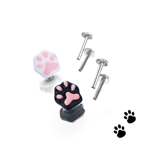 Pattes et Ronronnements - Piercing mignon en résine en forme de griffe de chaton pour la langue, l'oreille ou les lèvres 
